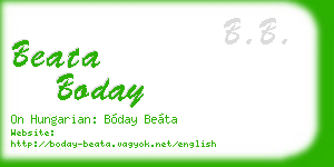 beata boday business card