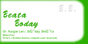 beata boday business card